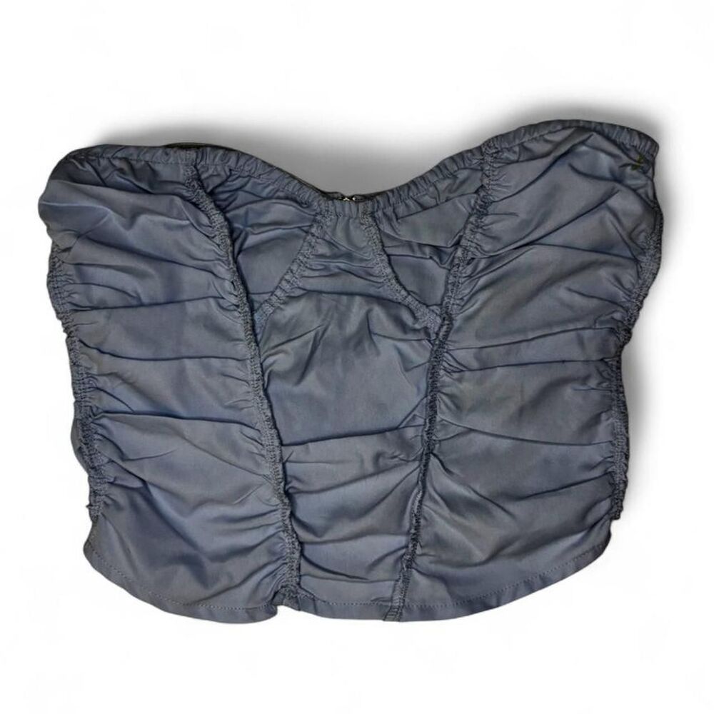PrettyLittleThing‎ Light Blue Pleated Corset Crop Top Size US 4
